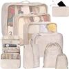 Image 1 : kingdalux Packing Cubes for Suitcases 9 Set, Compression Storage Travel Luggage Organizers, with Toi