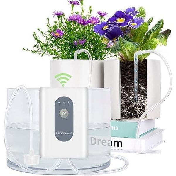 Moistenland WIFI Automatic Plant Waterer, DIY Automatic Drip Irrigation Kit for 15 Potted Plants, Au
