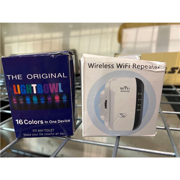 Lot of LumiLux Toilet Light - 16-Color LED Bathroom Toilet Bowl Light and Wireless WiFi Repeater