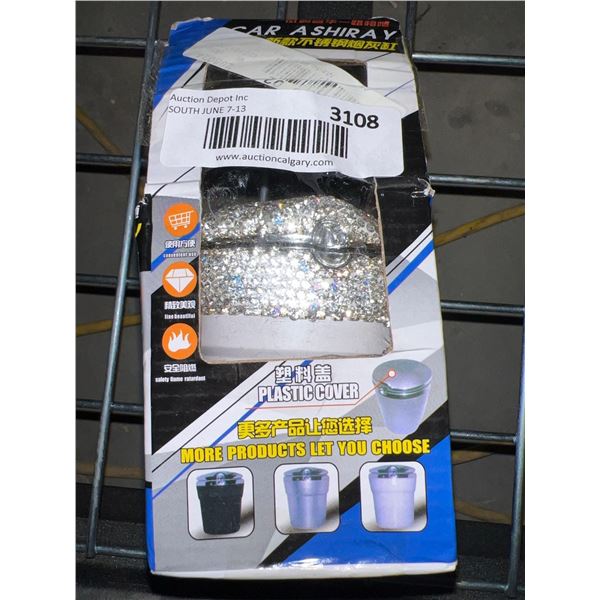 Bedazzled Car Ashtray for cupholder with lid