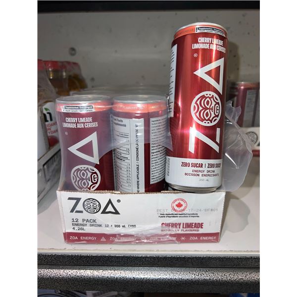 Zoa naturally flavoured cherry limeade energy drink 12 x 355 mL