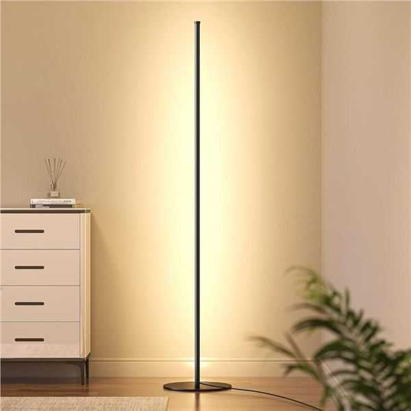 EDISHINE RGBW LED Corner Floor Lamp with Remote Control, Modern Minimalist Dimmable Light, Color Cha