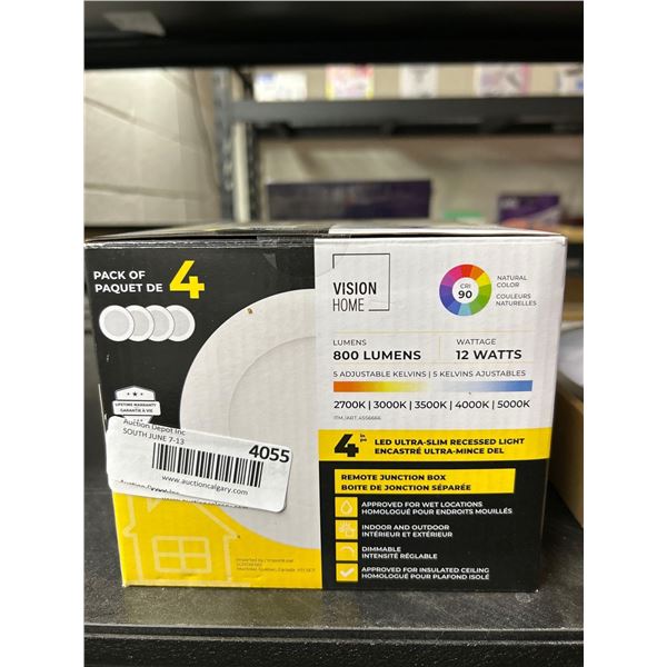 Vision Home LED Ultra Slim Recessed Light 4 Pack