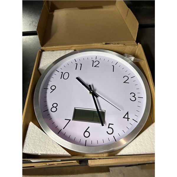 Quartz Wall Clock with Digital Date & Temperature Display