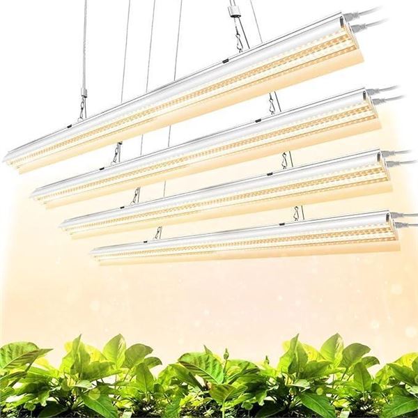 Monios-L T5 LED Grow Light, 4FT Full Spectrum Sunlight Replacement with Reflector, 240W(4x60W) Doubl
