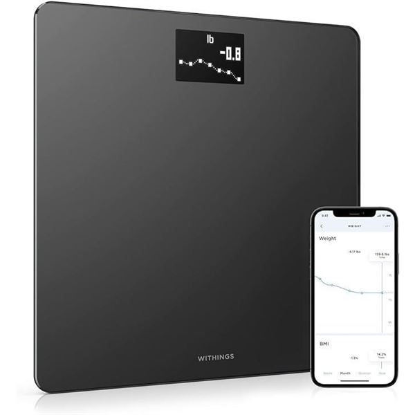 Withings Body - Digital Wi-Fi Smart Scale with Automatic Smartphone App Sync, Body Fat, BMI, Multi-U