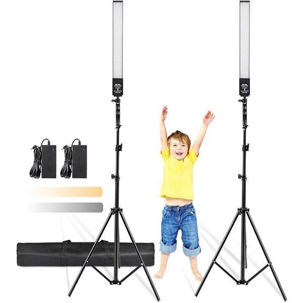 Bi-Color LED Lightweight Video Lights Kit with Tripod Stand Portable Adjustable Brightness Handheld 