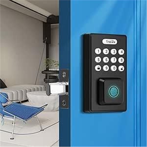 Tinewa Fingerprint Front Entry Door Lock, Exterior Smart Door Lock for Home Apartment, Electronic Ke
