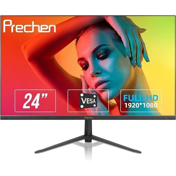 24 Inch Computer Monitor, Prechen 3-Sided Frameless Gaming Screen FHD 1920x1080 LED Desktop Monitor 