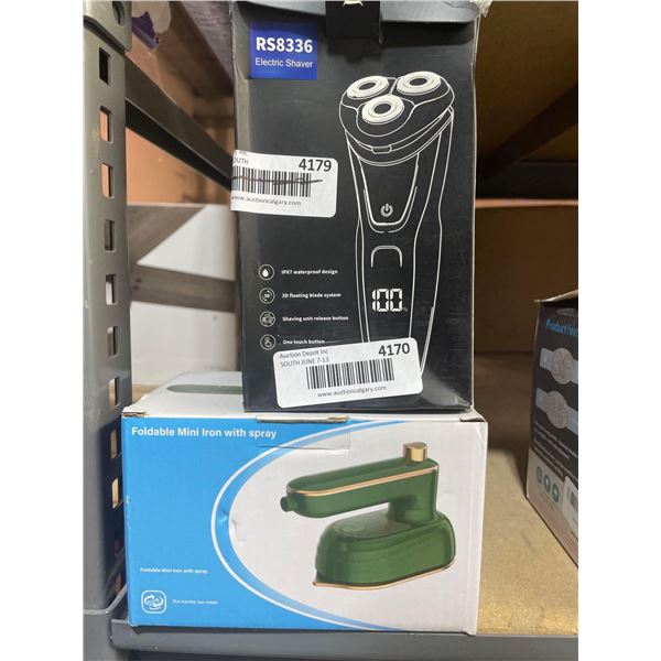 Mixed Lot of RS8336 Electric Shaver and Foldable Mini Iron with Spray