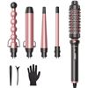Image 1 : Wavytalk 5 in 1 Curling Wand Set, Curling Iron Set with Thermal Brush and 4 Interchangeable Ceramic 