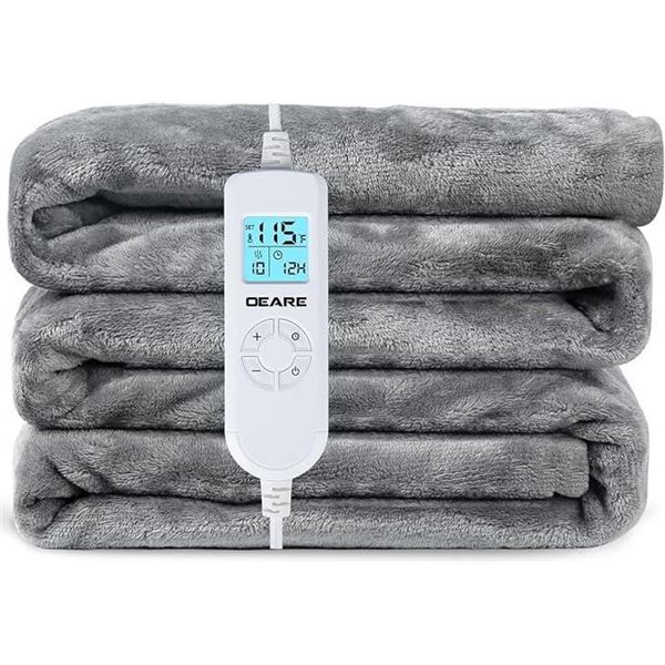 OEARE Heated Throw Blanket, Electric Blanket for Sofa Bed with Soft Flannel, 10 Heating Levels, 12H 