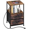 Image 1 : ETELI End Table with Charging Station, Small Bedside Table with 2 Fabric Drawers and Storage Shelf, 