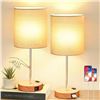 Image 1 : Lynnoland [Upgraded] Set of 2 Touch Table Lamps with USB & AC Outlets, 3-Way Dimmable Bedside Nights