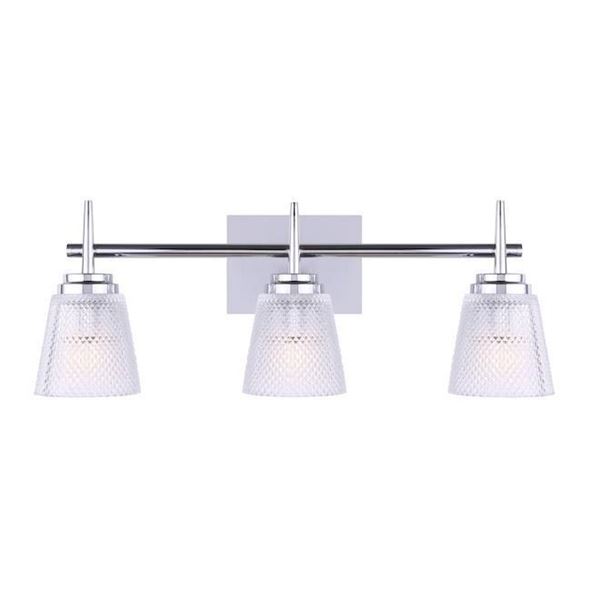 Canarm Covina Bathroom Vanity Light - 3 Lights - Glass - Chrome