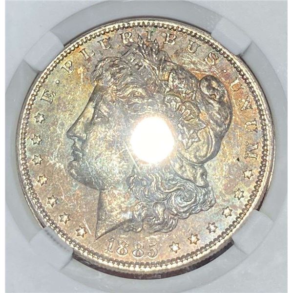 Rainbow 1885 Morgan Silver Dollar MS65
