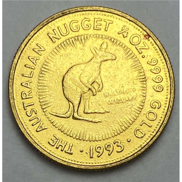 Ex Jewelry 1993 Australia $25 Kangaroo Nugget .9999 Gold 1/4th ozt