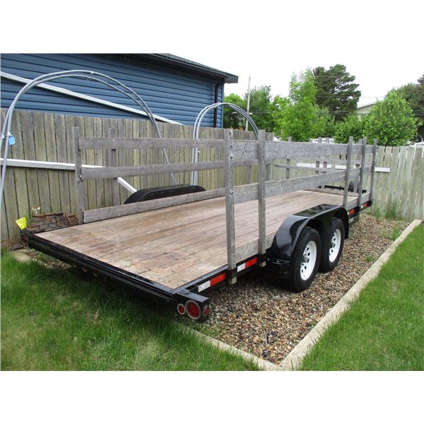 18' Tandem Axel Flat Deck Trailer w/Ramps & Wooden Side Rails (S/N B16331658, 2" Ball)