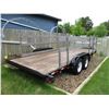 Image 1 : 18' Tandem Axel Flat Deck Trailer w/Ramps & Wooden Side Rails (S/N B16331658, 2" Ball)