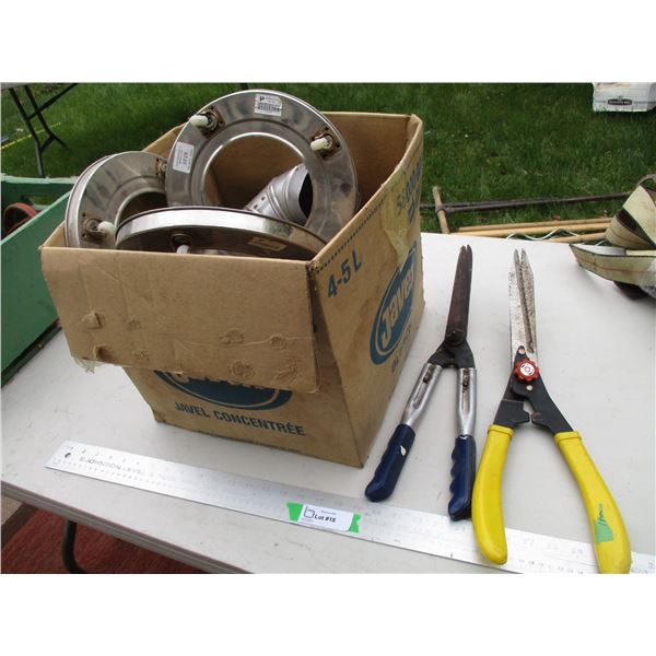 4' Aluminium Ducting Elbow, (4) Planter Dollies & (2 pr) Garden Shears