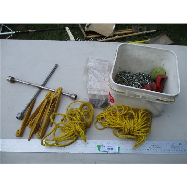 Axel Puller, Tire Iron, Rope, Sheet Metal Screws Etc.