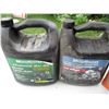 Image 5 : (2) Jugs Chainsaw Oil, (1) 80W90Gear Oil &  5L Mixed Fuel Gas Can