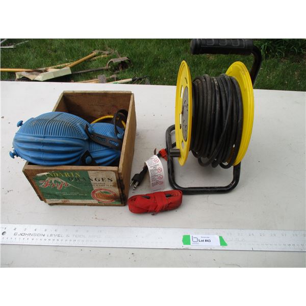Orange Wooden Crate, Knee Pads & Prime Extension Cord Reel w/Cord