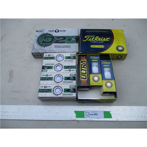 12 pks Of New Top Flight Golf Balls, (3) Wilson & (6) Titleist