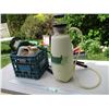 Image 1 : Pump Sprayer, Milk Crate w/Weed Killer & Bird Feeder
