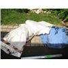 Image 1 : (3) Large Tarps of Unknown Size, Roll of Landscaping Fabric & Bag