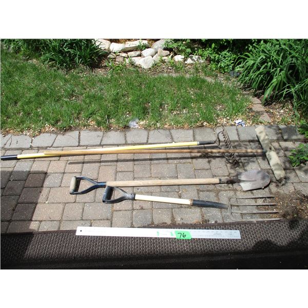 Garden Tools - Fork, Rake, Push Broom & Spade Shovel