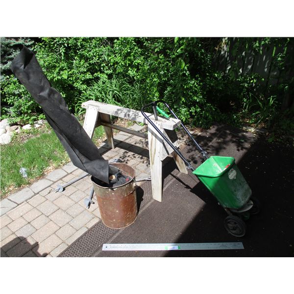 Wooden Saw Hose, Landscape Fabric, Window Screening, Garden Club Fertilizer Spreader & (6) Screw In 