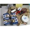 Image 2 : Burlap, Soft Wire, Dog Collars, Casters, Two Sets Dead Bolts(NIP), Knee Pads & Misc. Items w/Tote