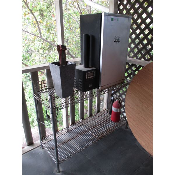 Bradley Puck Style Electric Smoker w/46"x18"x31" Tall Steel Shelf & Plant Stand