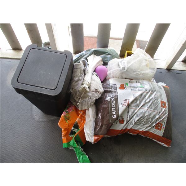 Potting Soil, Small Garbage Can, Planter etc.
