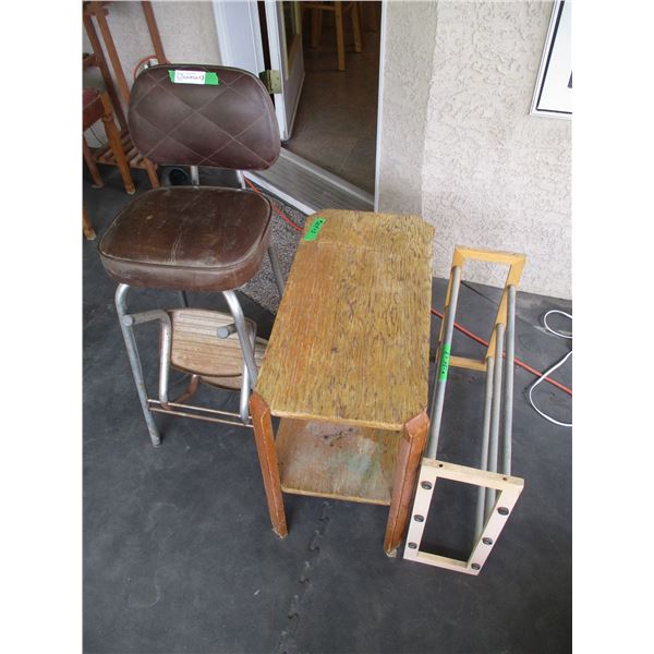 Vintage Step Stool, Shoe Rack & 24 x12  Shelf