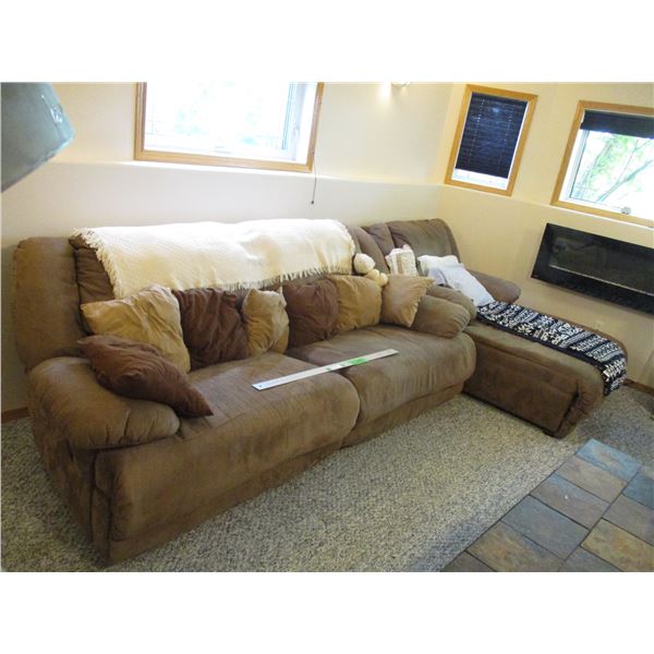 Reclining Sofa & Chair Set w/Throw Pillows Blankets etc. (Will Need Able Bodied Persons to Move fro