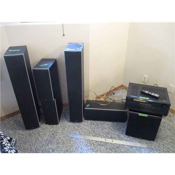 (7 pcs) Polk Audio 5 Channel Surround Sound System w/Okio Receiver