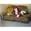Reclining Love Seat w/Large Stuffed Animals, Blankets etc. (Will Need Able Bodied Personal to Move f