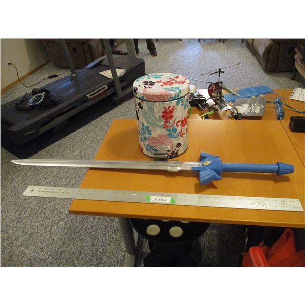 Foam Cased Sword & Small Garbage Can