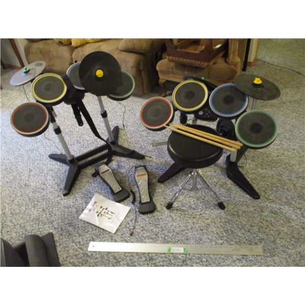 (2) Sony PlayStation Rock Band 2 Drum Sets (Not Complete) w/Stool