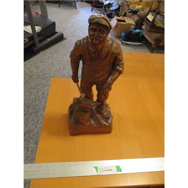 18" Tall Carved Wooden Blacksmith