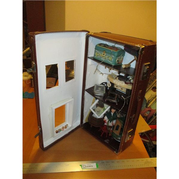 Suitcase Shadow Box (Sewing Themed)