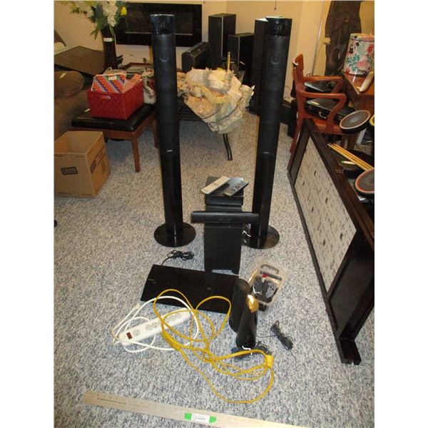 (2) Sony Home Theater System w/Amp & Blu-ray Player, Power Bar, Extension Cord, Remotes, AV Cords et