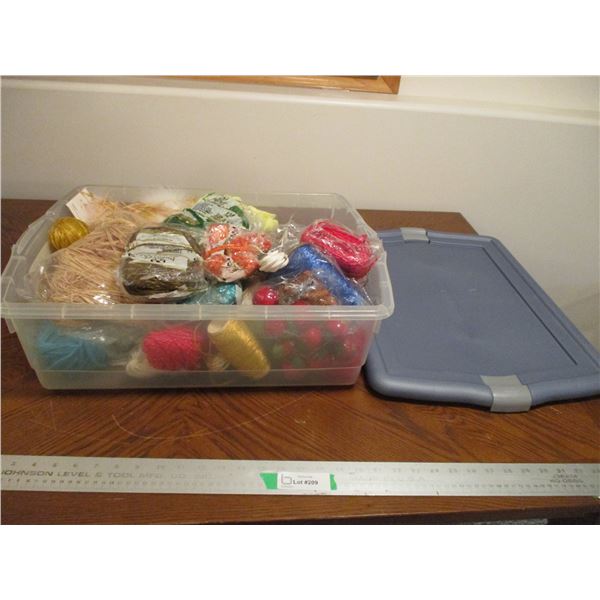 Tote of Crafting Supplies - Yarn, Thread, etc.