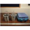Image 1 : (2) Stainless Canisters w/Lids, Storage Container w/Crafting Items