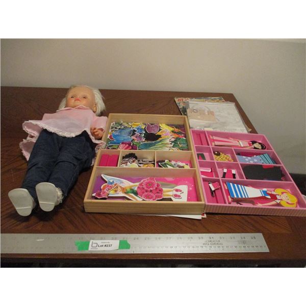 24" 1965 Star Doll, Magnetic Doll Dress-up Set & Window Cling/Stickers