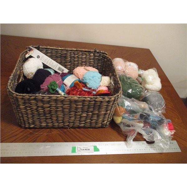 Wicker Basket w/Embroidery Floss/Yarn