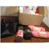 Image 3 : Large Box of Yarn of Varying Colors & Reusable Shopping Bag