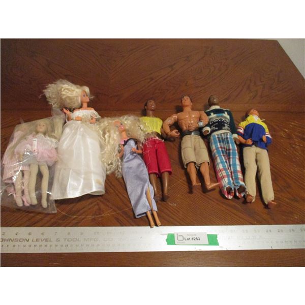 (1) Vintage G.I Joe "Max Steel", (3) Ken/Brad Dolls, (1) Barbie & Package Of Misc. Dolls